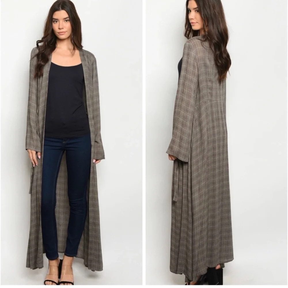 Longline plaid cardigan - Picture 2 of 6